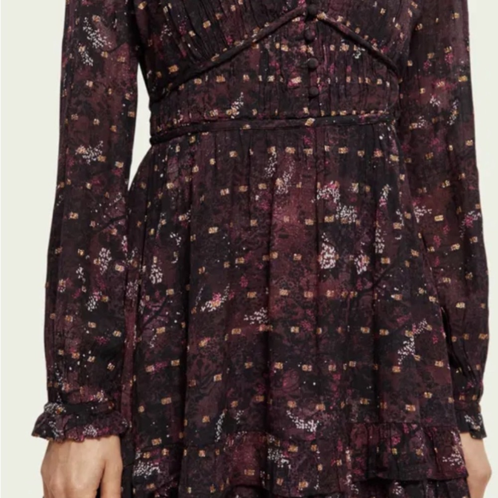 Scotch & Soda Dark Floral Long Sleeve Dress